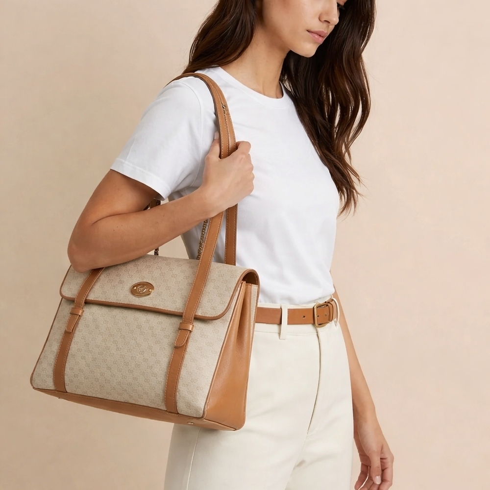 Gucci Beige and Brown Shoulder Bag